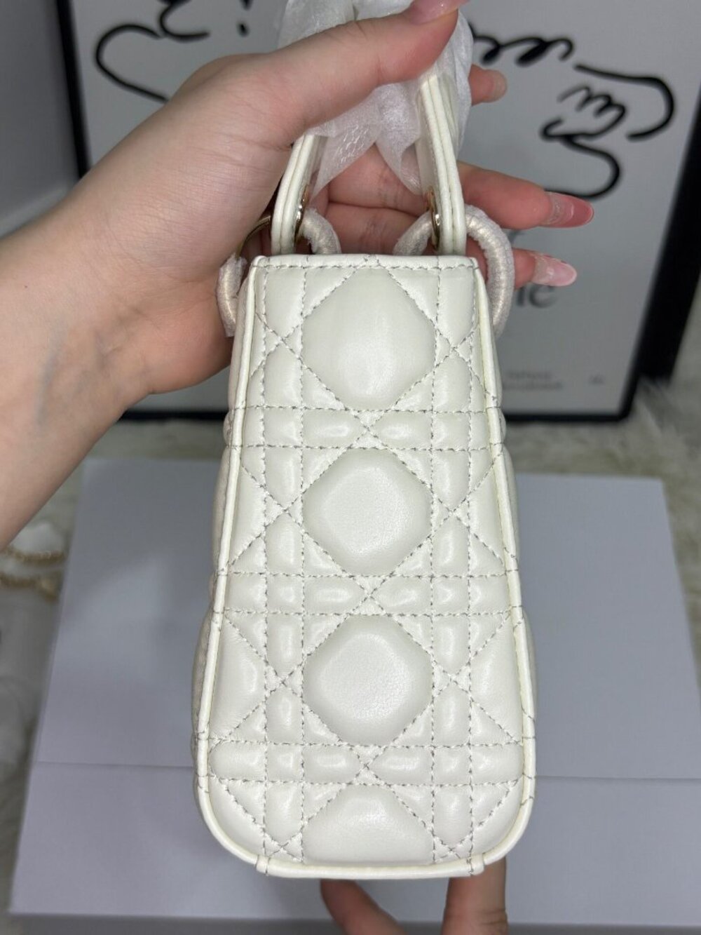 Small Lady Dior My ABCDiormodel in Latte Cannage Lambskin - Picture 5 of 8